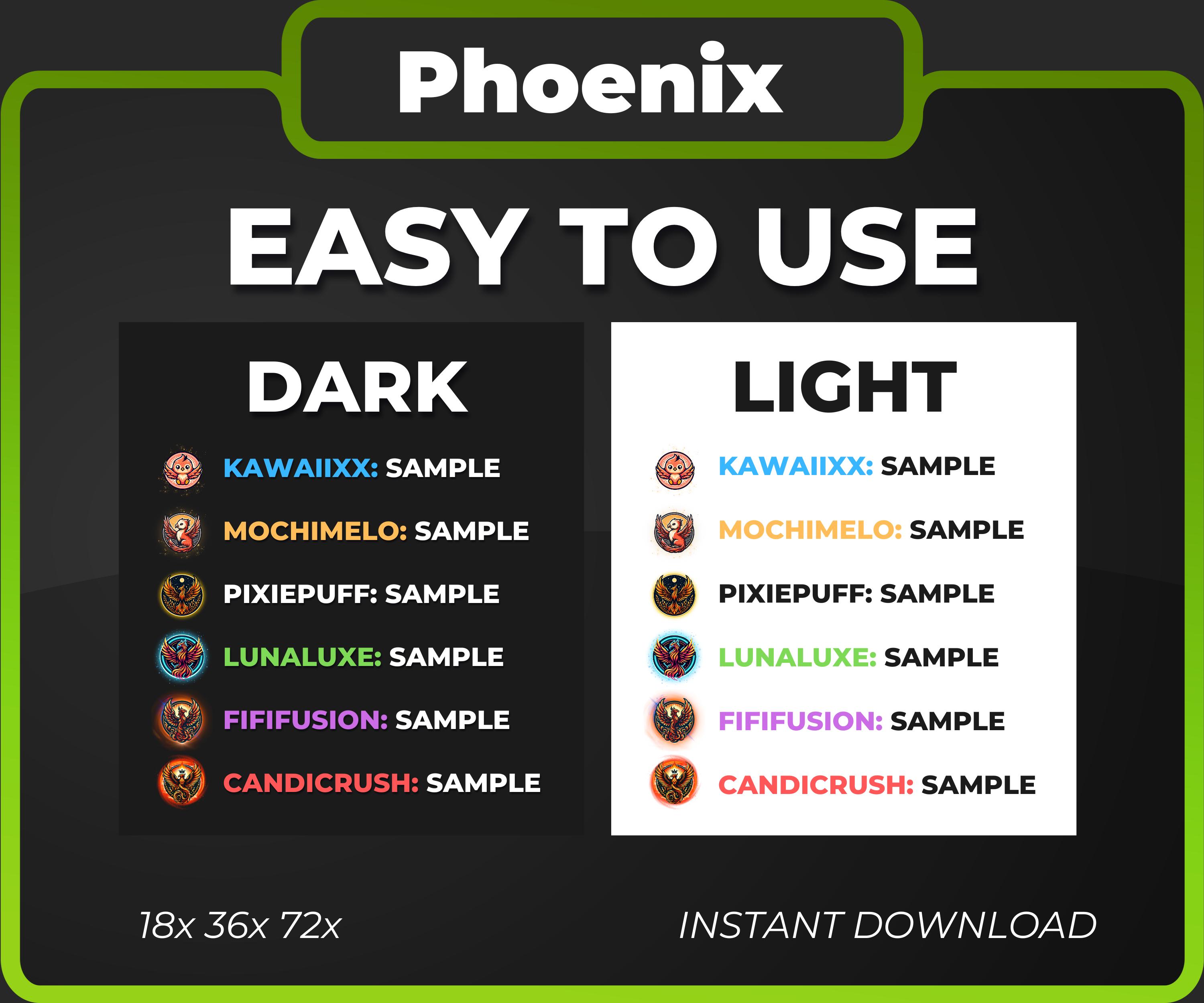 Phoenix Evolution Badges: Twitch, Youtube, Discord, Kick (digital ...