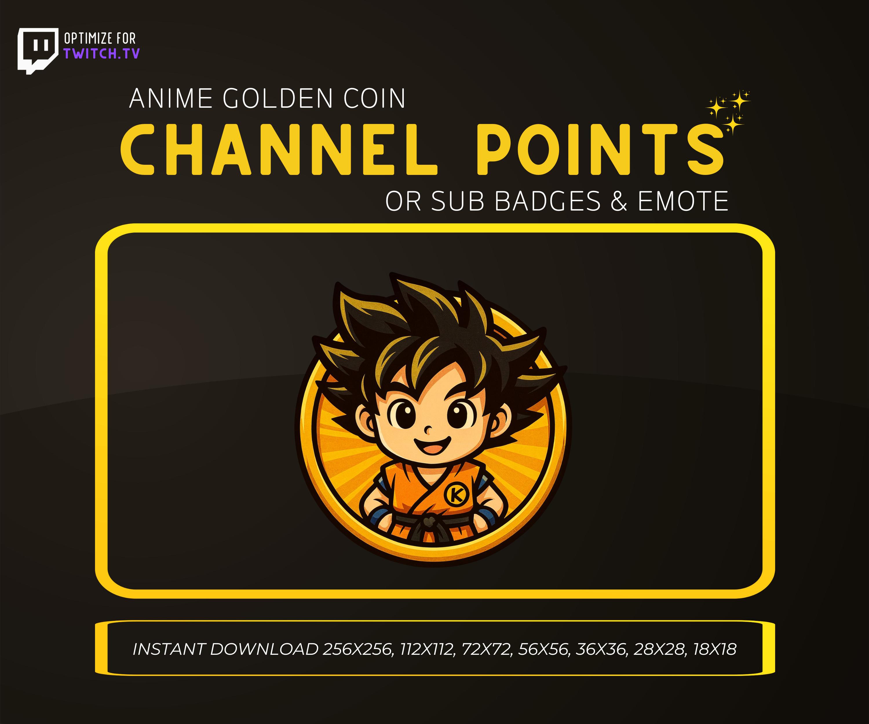 Anime Coin Twitch Emote: Golden Chibi Channel Point Icon (PNG Digital  Download