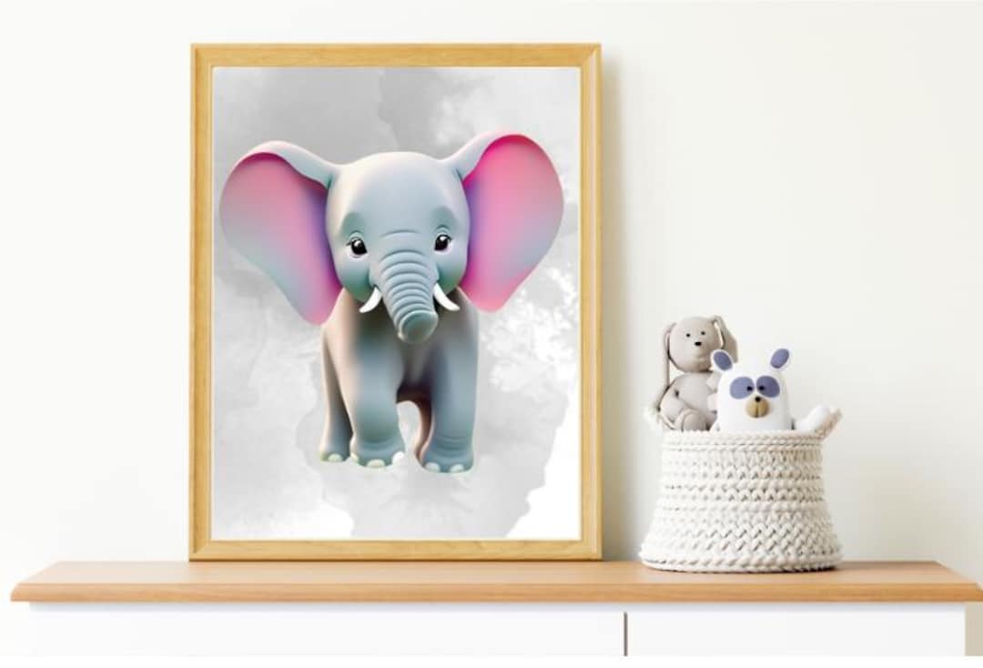 Baby Elephant Wall Art, Nursery Décor, Kids Room Wall Art, Elephant ...