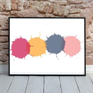 Colorful Sphere Art, Abstract Wall Art, Modern Geometric Decor, 4 Colored Balls, Home Decor, Contemporary Art Piece, Gift for Art Lovers