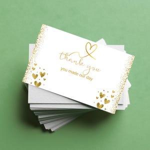 Tarjeta de boda, tarjeta de boda dorada, invitación, tarjeta de agradecimiento de boda, dorada, tarjeta "Hiciste nuestro día".