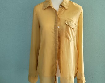 Vintage Forever 21 Oversized Long Sleeve Blouse Womens Medium Sheer Lightweight