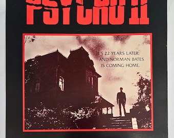 Rare Psycho II 1983 Promotional Movie Poster, Anthony Perkins, Horror Memorabilia