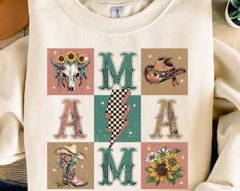Checkered Howdy Mama PNG: Western Cowgirl Design (Digital Download)