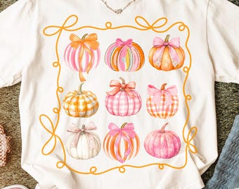 Fall Pumpkin PNG: Preppy Gingham & Polka Dot Design (Digital Download