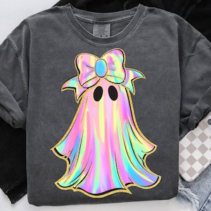 Iridescent Ghost Pumpkin PNG: Coquette Halloween Design (Digital Download)