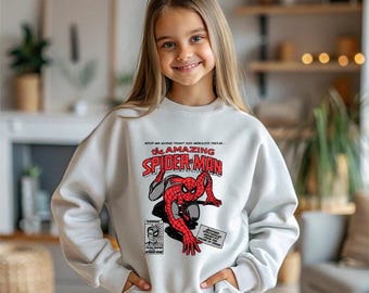 Vintage 90s Spider-Man Sweatshirt, Hoodie, Retro Comic Book Style