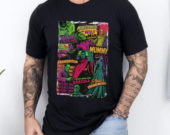 Camiseta vintage de los monstruos de Universal: camiseta gráfica de terror retro