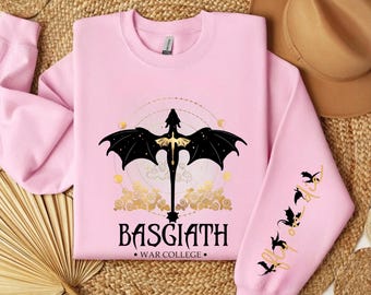 Basgiath War College Sweatshirt, Fantasy Reader Hoodie, Sleeve Print, Bookish Sweatshirt,Fourth Wing Sweater,Dragon Rider, Violet Sorrengail