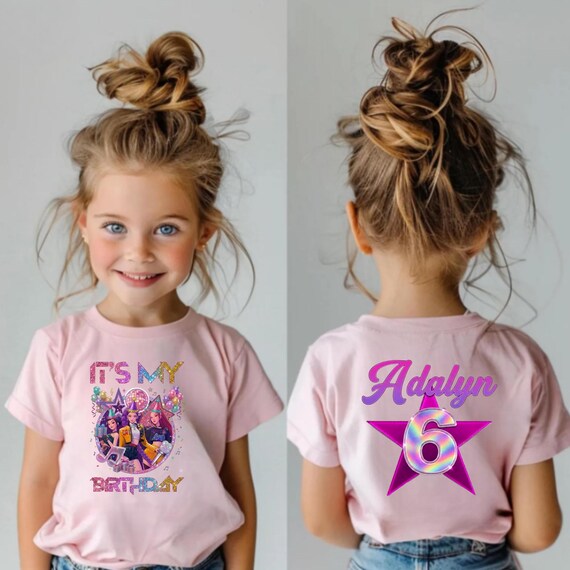 Custom Kpop Birthday Girl Shirt, Personalized Huntrix Fan Tee, Birthday Demon Kid's Top