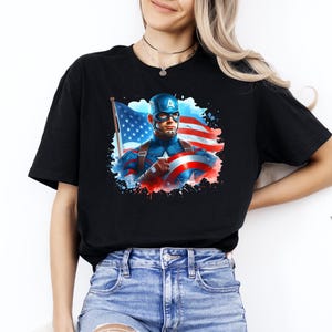4th of July T-Shirt, Independence Day Shirt, Memorial Day Shirt, Patriotic Tee, Marvel Captain America T-shirt, USA Captain America Fan Gift image 1