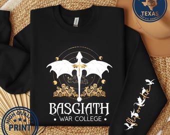 Basgiath War College Book Sweatshirt, Fantasy Reader Hoodie, Dragon Rider Sleeve Print, Bookish Sweatshirt, Fourth Wing Gift for Book Lovers