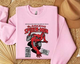 Vintage 90s Spider-Man Hoodie, Retro Comic Book Sweatshirt, Amazing Spider-Man Graphic Pullover, Marvel Fan Gift.
