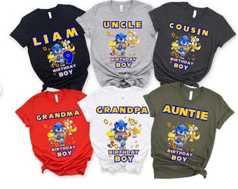 Sonic Birthday Family Matching Shirts – Mom Dad Kids – Personalized Birthday Set