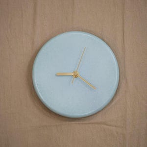 Ceramic Wall Clock | 6.5 Inch, Aqua Blue, Silent | Handmade, Minimalist