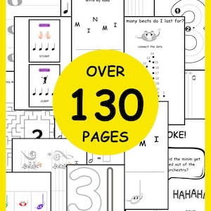 Music Worksheets - NOTE VALUES - Fun Music Lesson Activities for Kids - Printable PDF