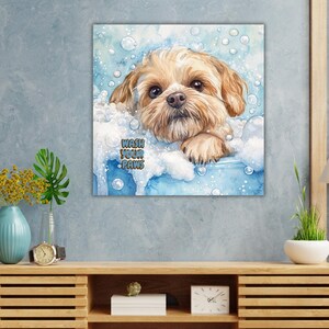 Wash Your Paws Bathroom Sign – Funny Dog Wall Art – Personalized Puppy Bathtime Poster – Watercolor Pet Bathroom Decor – Dog Lover Gift.