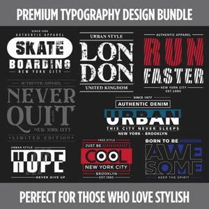 Premium typografiebundel | 8 trendy T-shirtontwerpen | Digitale download