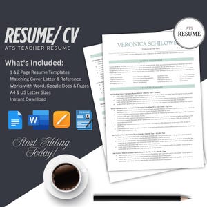 Plantilla de CV ejecutivo: CV compatible con ATS para gerente de TI: Word, Google Docs, Pages + Carta de presentación, CV de gerente profesional principal
