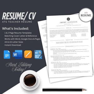 Plantilla de CV ejecutivo: CV compatible con ATS para gerente de TI: Word, Google Docs, Pages + Carta de presentación, CV de gerente profesional principal
