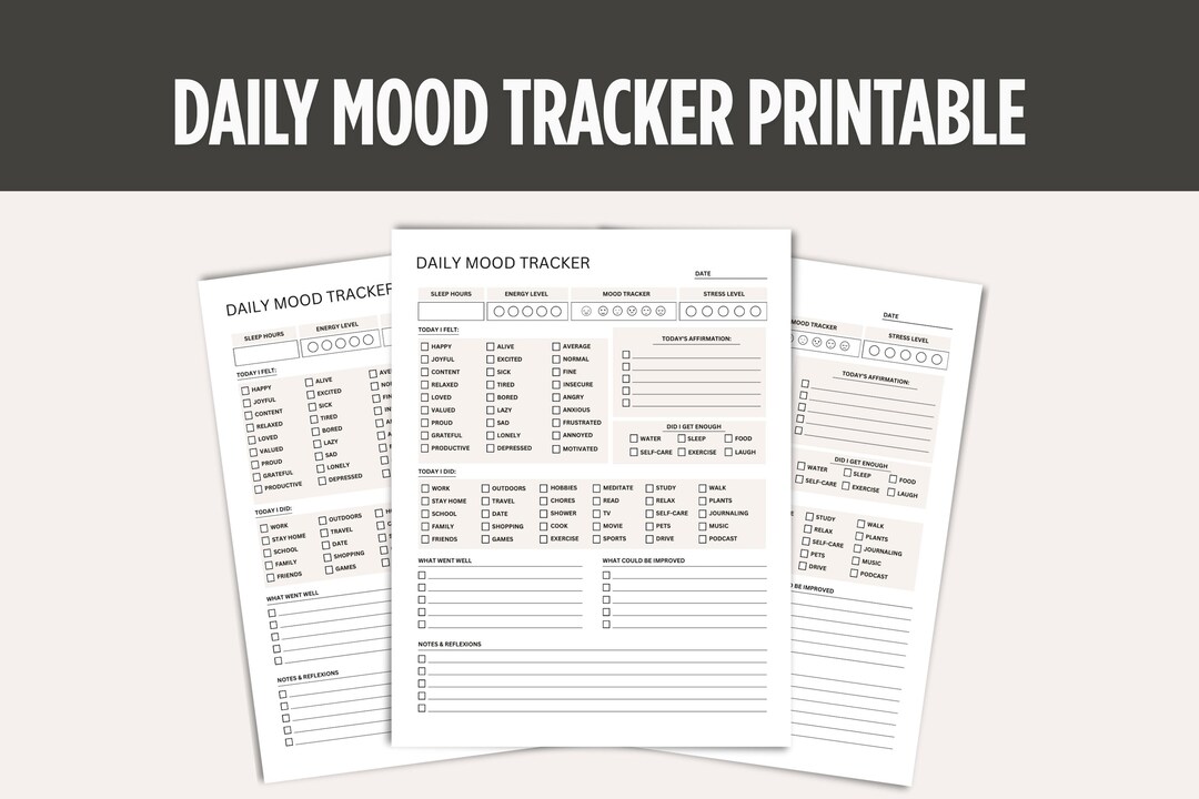 Daily Mood Tracker Printable | Editable Canva + PDF | Mental Health ...
