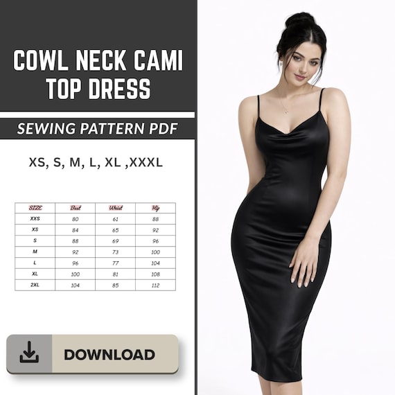satin cowl neck dress pattern Nellia Dress | DIY High Cowl Neck Sleeveless Satin Midi Dress