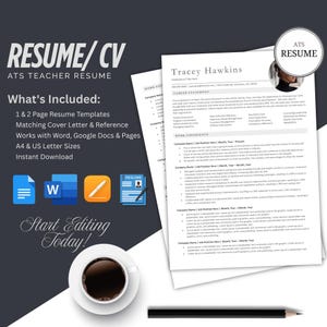 Plantilla de CV ejecutivo: CV compatible con ATS para gerente de TI: Word, Google Docs, Pages + Carta de presentación, CV de gerente profesional principal