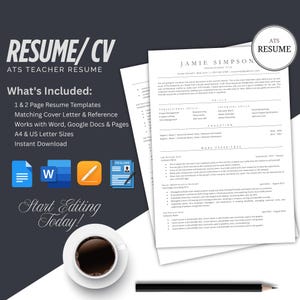 Modelo de currículo executivo – Currículo amigável para ATS para gerente de TI – Word, Google Docs, Pages + Carta de apresentação, currículo de gerente profissional principal