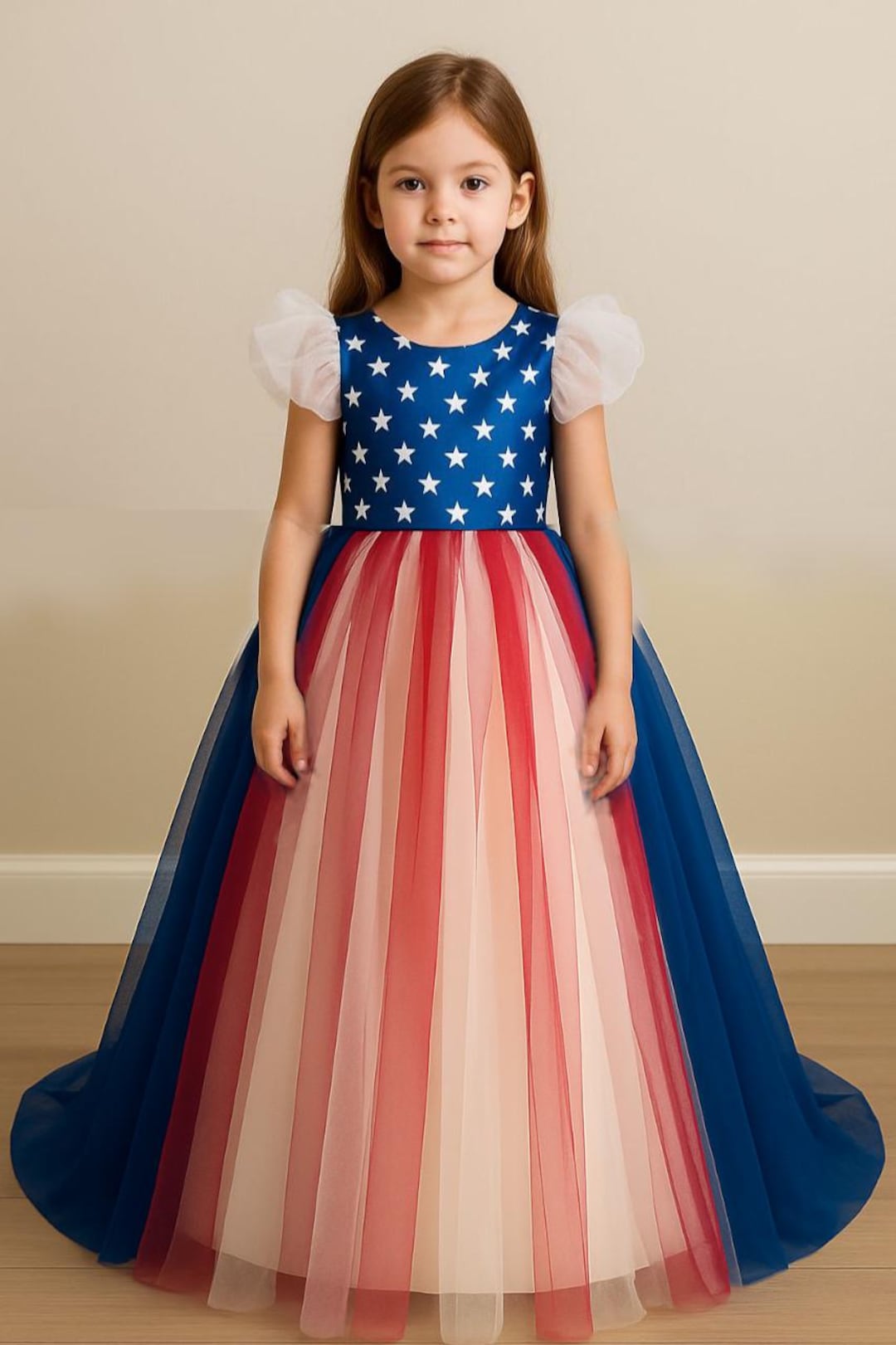 Proper Peony Pima Girls Red & Blue Patriotic Fireworks Dress