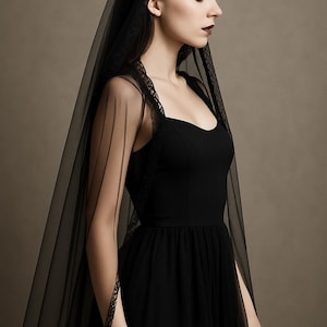 Gothic Witch Cape with Hood | Black Halloween Cloak for Women | Floor-Length Mesh Cape | Black Hooded Vampire Cape