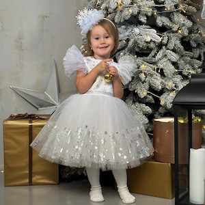 Robe De Noël Manches Longues Flocons De Neige - Pour Fille, Toute Occasion Festive