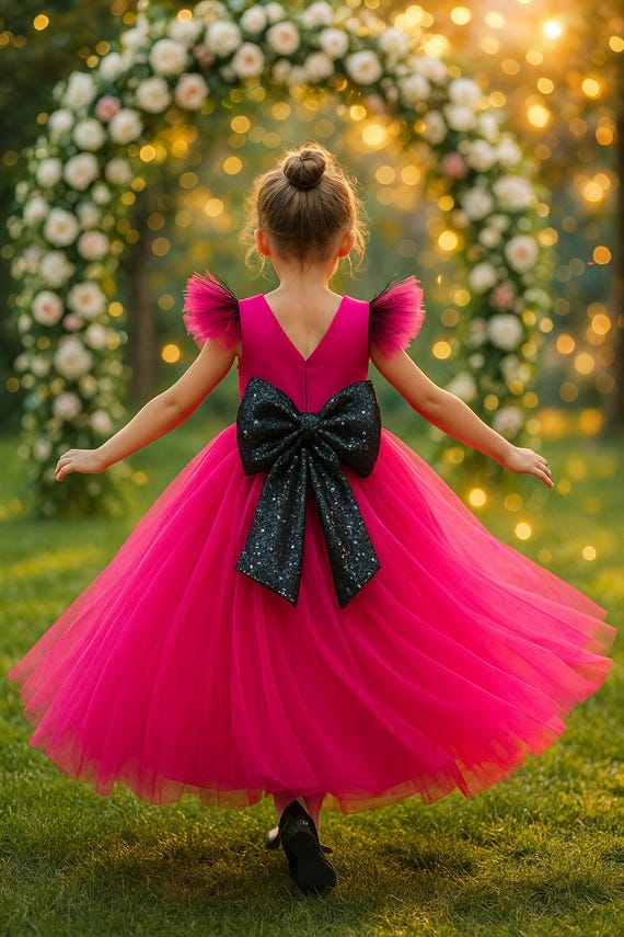 Fuchsia Girl Dress With Feathers and Sequin Bow Floor-length Tulle Gown for Wedding, Birthday, Photoshoot Luxury Kids Dress - Etsy Fuchsia Girl Dress With Feathers and Sequin Bow Floor-length Tulle Gown for Wedding, Birthday, Photoshoot Luxury Kids Dress - Etsy