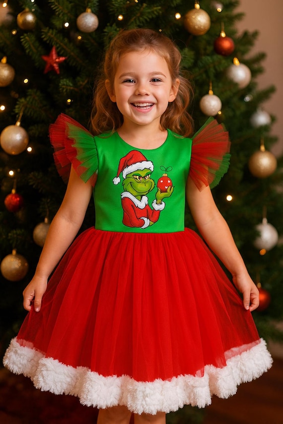 christmas grinch dress The Grinch Christmas Dress Grinch Dress For Toddlers Grinch Christmas Dress Girls' Size NWOT