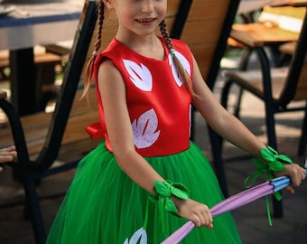 Lilo Stitch Inspired Costume Dress for Girls, Hawaiian Birthday Tutu Outfit, Disney Trip Toddler Costume
