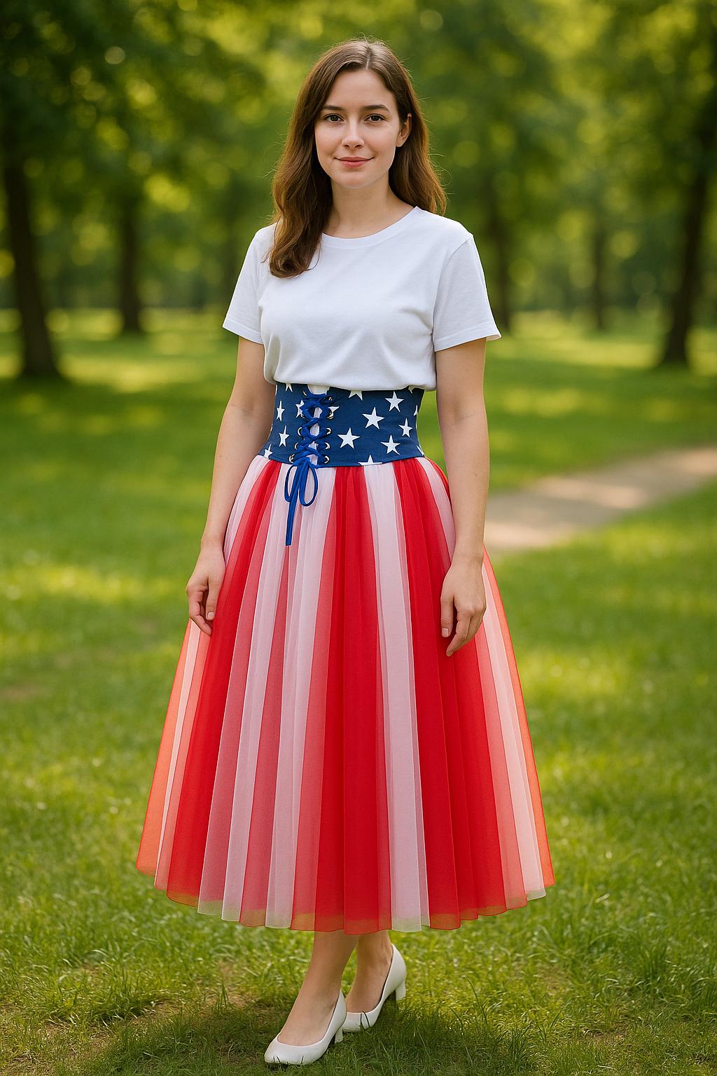 Patriotisches Tutu Für Erwachsene – Rot-weiß-blau, 3-lagiger Tüll, Für 4. Juli-Partys & Kostüme