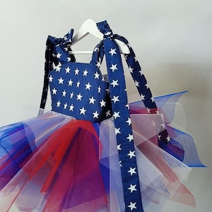 4th of July Girl Dress | Patriotic Tutu Dress Girl | Toddler Star Dress | American Flag Costume | Corset | USA Baby