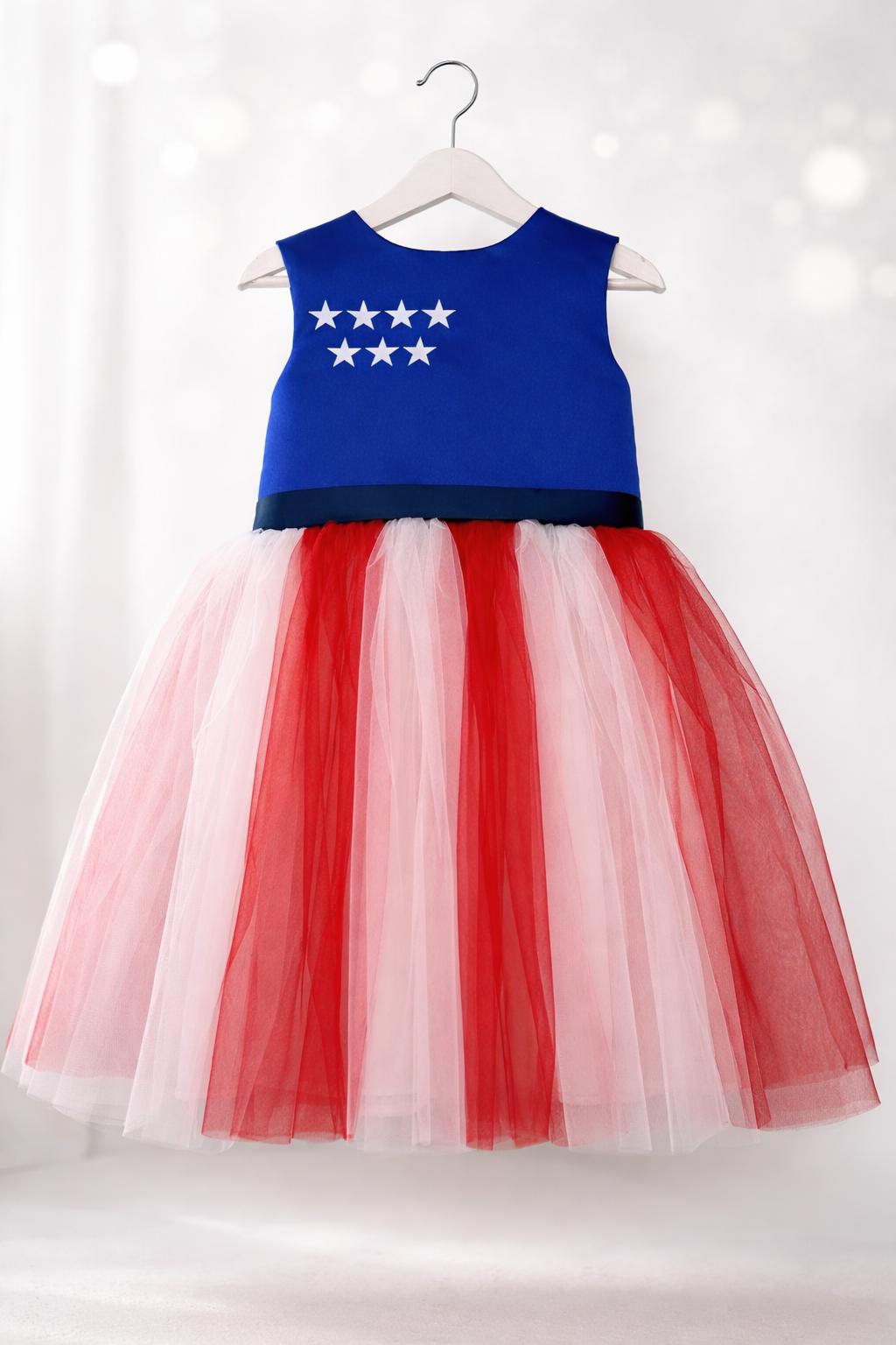 Patriotic USA Tulle Gown for Girls  Red White Blue 4th of July Dress - Day  Holiday American Flag - Etsy