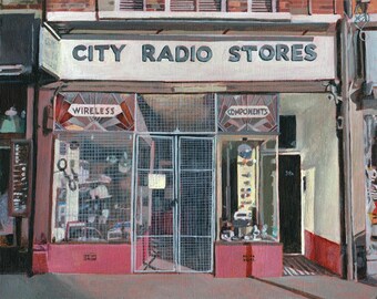 City Radio Stores Ealing ⦁ Impresión giclée A4 ⦁ Pintura realista ⦁ Edición limitada