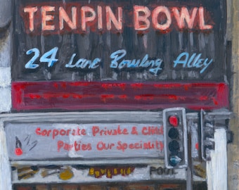 Bolos de Rowans en Londres ⦁Impresión giclée A4 ⦁ Pintura realista ⦁ Bolos de Rowan, Finsbury Park - edición limitada