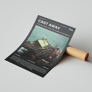 Cast Away Movie Poster, With A Quote From The Movie (Dark Version 2)