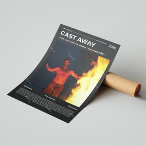 Cast Away Movie Poster, With A Quote From The Movie (Dark Version 1)