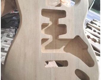 Unfinished Stratocaster Style Guitar Body | Solid Mahogany Wood | Ready for Customization