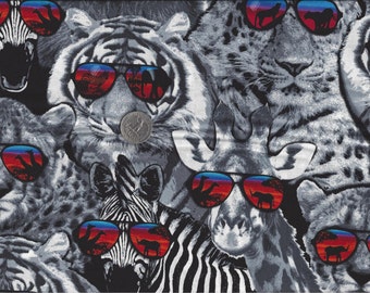 Safari Stud I Spy Lion Tiger Leopard Zebra Giraffe Sunglasses Shades By the Fat Quarter BTFQ