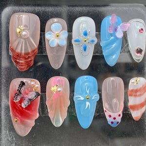 Nail Art,Nail Polish,Nail Handmade,Nail Press On Flower,Nail Design,Acrylic Press On,Gift For Her
