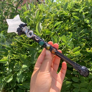 Natural Crystal Magic Wand, Handmade Custom Wands, Crystal Quartz Magic Scepter, Witch Wand, Wizard Staff, Crystal Personalized Gifts