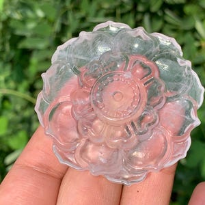 Cráneo de loto de cristal de cuarzo transparente: decoración de cristal curativo, 5,6 cm