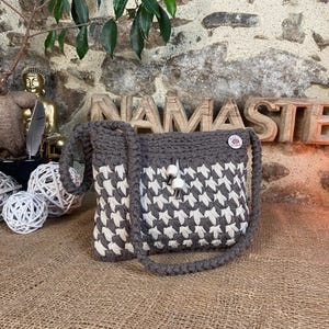 Elegant two-tone handmade crochet handbag, unique bag, shoulder bag, women&#39;s handmade bag, original bag, gift for her