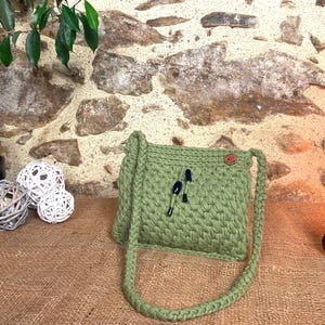 Sac à main kaki à bandoulière, sac au crochet unique et original fait main, sac pour femme, sac artisanal au crochet, idée cadeau pour elle