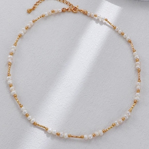 Retro-Goldperlenkette aus S925 Silber Elegante Perlenkette