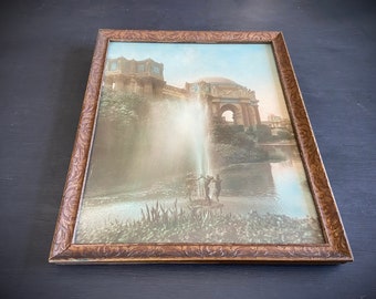 Palace of Fine Arts Antique Tinted Lithograph Photo